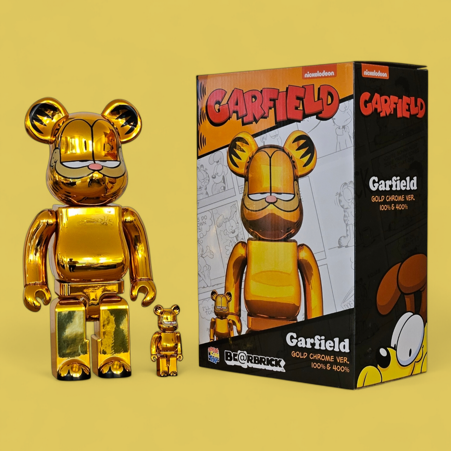 BE@RBRICK Garfield Gold Chrome Version (100%+400%)