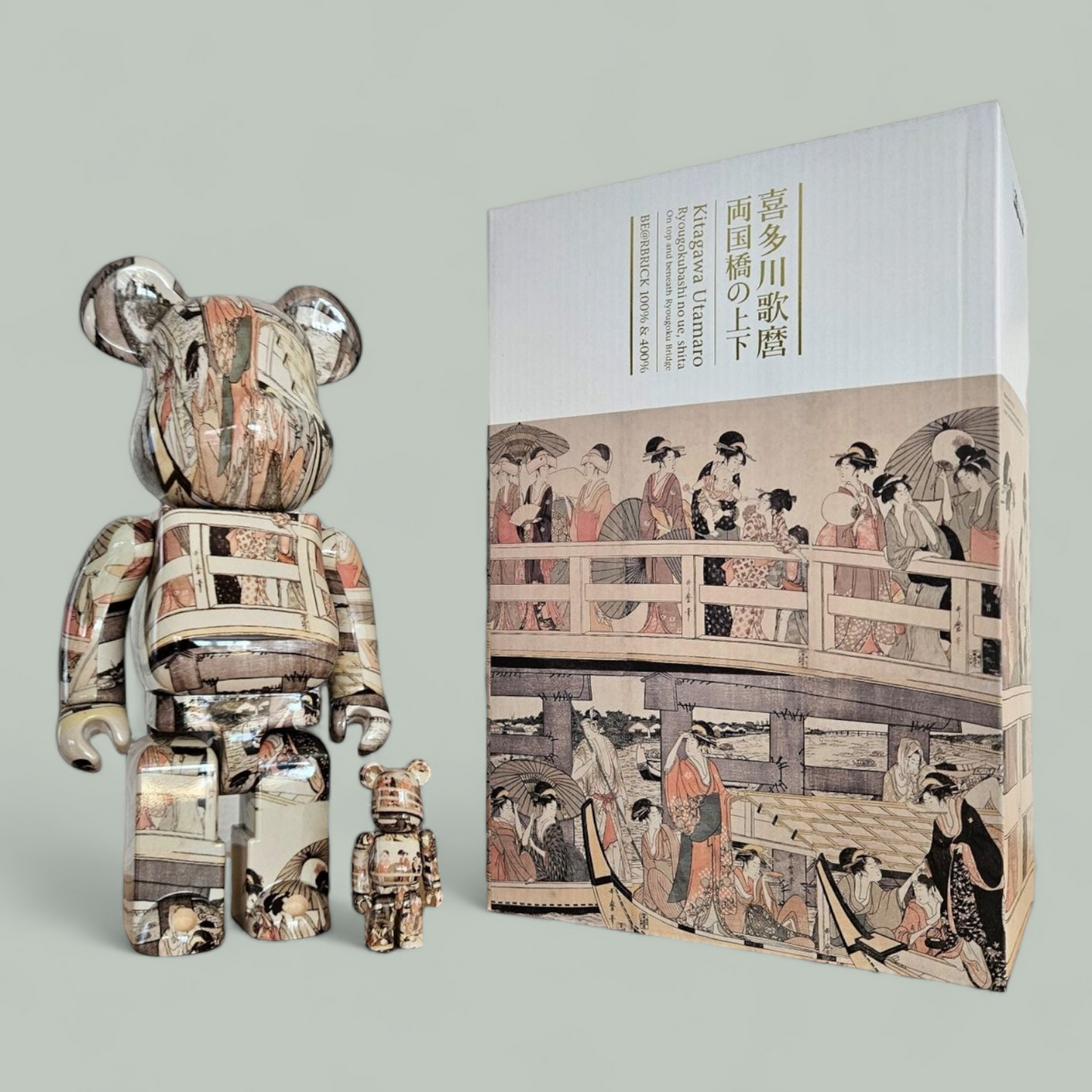 BE@RBRICK Kitagawa Utamaro "On Top and Beneath Ryougoku Bridge" (100%+400%)