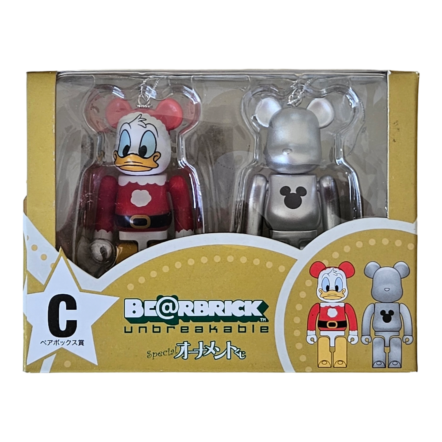 BE@RBRICK C - Donald Duck Santa Version & Silver Metallic (100%)