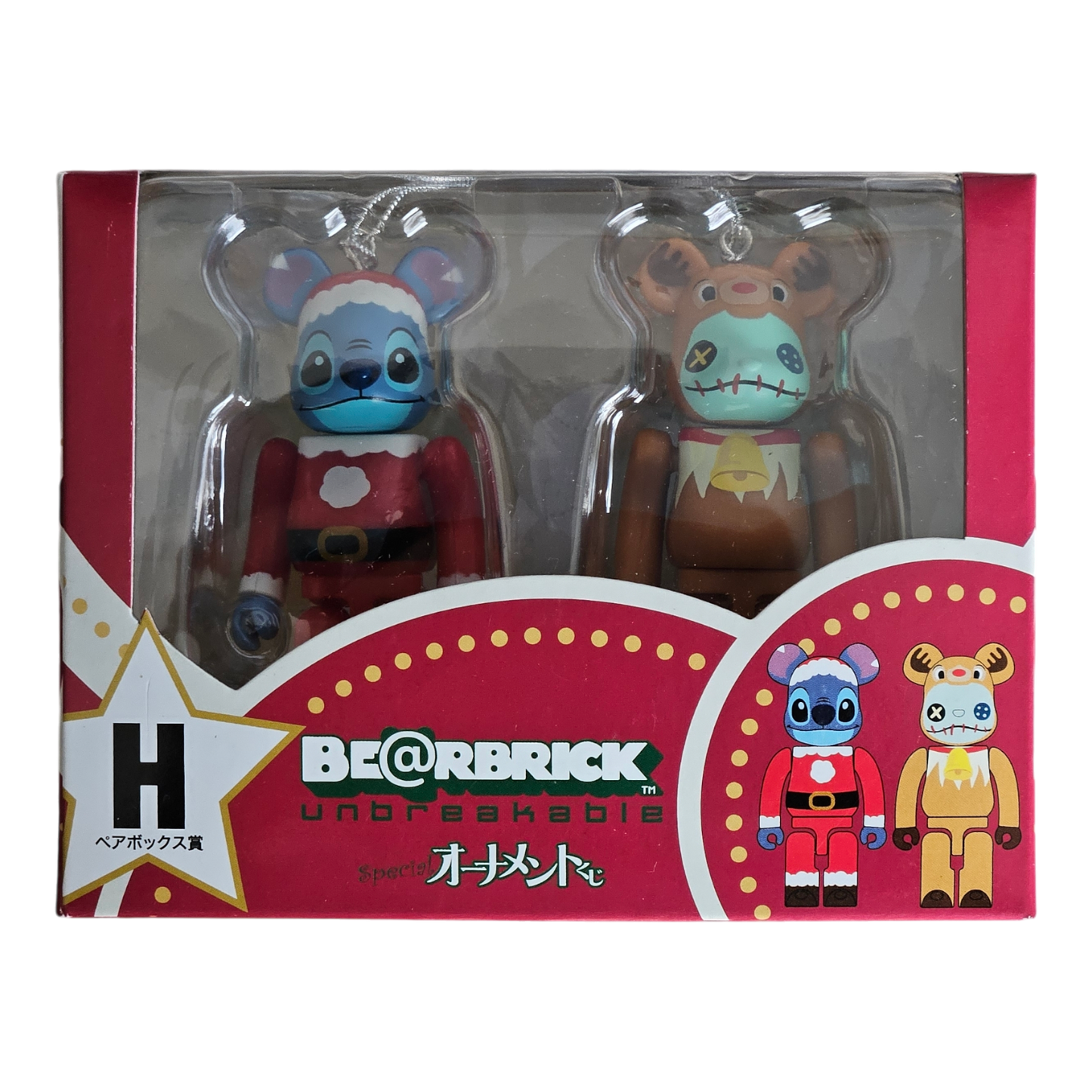 BE@RBRICK H - Stitch Santa Version &amp; Scramble Reindeer Version (100%)