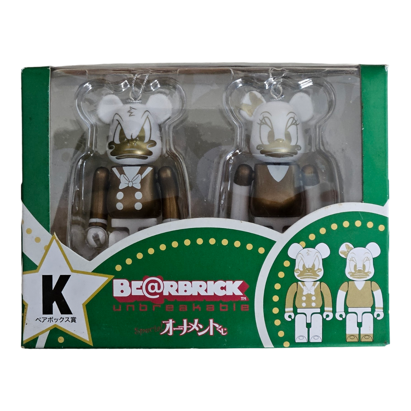 BE@RBRICK K - Donald Duck Gold & White Version & Daisy Duck Gold & White Version (100%)