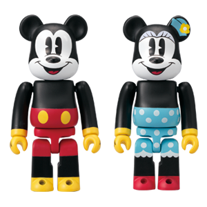 BE@RBRICK L - Mickey Mouse & Minnie Mouse (100%)