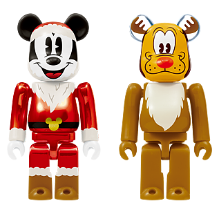 BE@RBRICK L@ST - Mickey Mouse Metallic Santa Version &amp; Pluto Reindeer Version (100%)