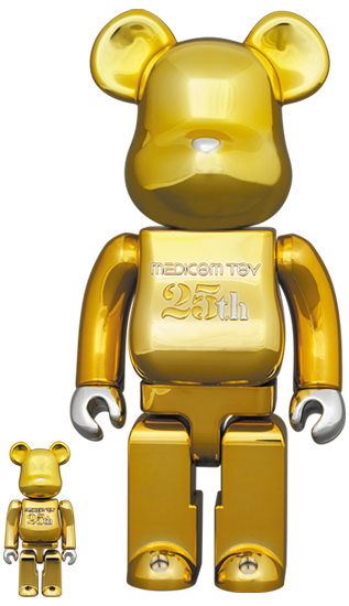 BE@RBRICK MEDICOM TOY 25ème Anniversaire Or Chrome (100%+400%)