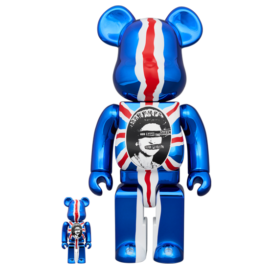 BE@RBRICK Sex Pistols "God Save the Queen" Chrome Version (100%+400%)