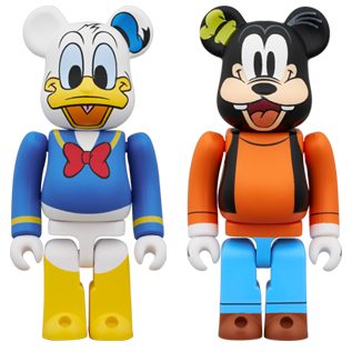 BE@RBRICK Donald Duck &amp; Dingo lot de 2 (100%)