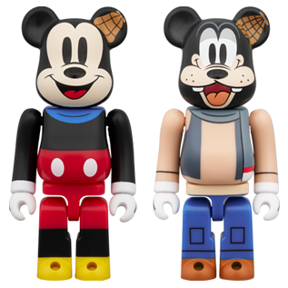 BE@RBRICK Mickey Mouse &amp; Dingo (Version Lonesome Ghosts) Lot de 2 (100%)