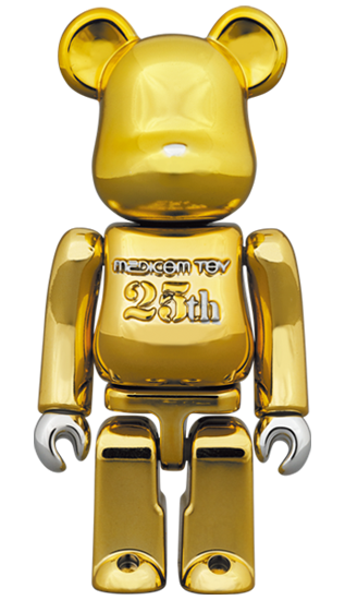 BE@RBRICK MEDICOM TOY 25ème Anniversaire Or Chrome (100%+400%)