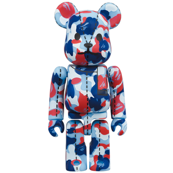 BE@RBRICK BAPE Camo 28e anniversaire #1 Bleu/Rouge (100%)