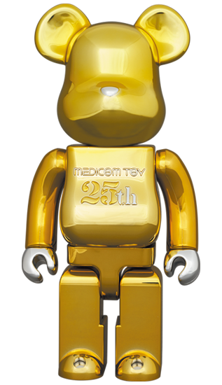 BE@RBRICK MEDICOM TOY 25ème Anniversaire Or Chrome (100%+400%)