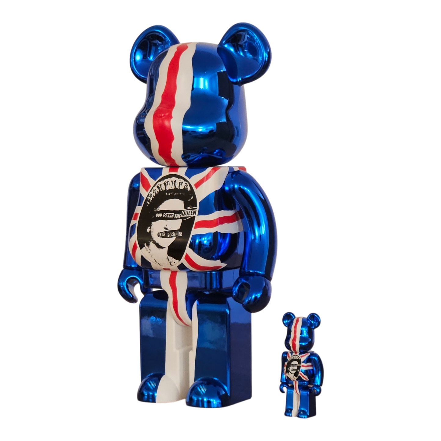 Bearbrick Sex Pistols "God Save the Queen" Chrome Version (100%+400%)