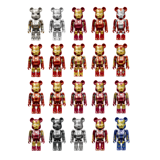 BE@RBRICK Happy Kuji "Iron Man" (2024) - komplette Kollektion aus 20 Einzelfiguren