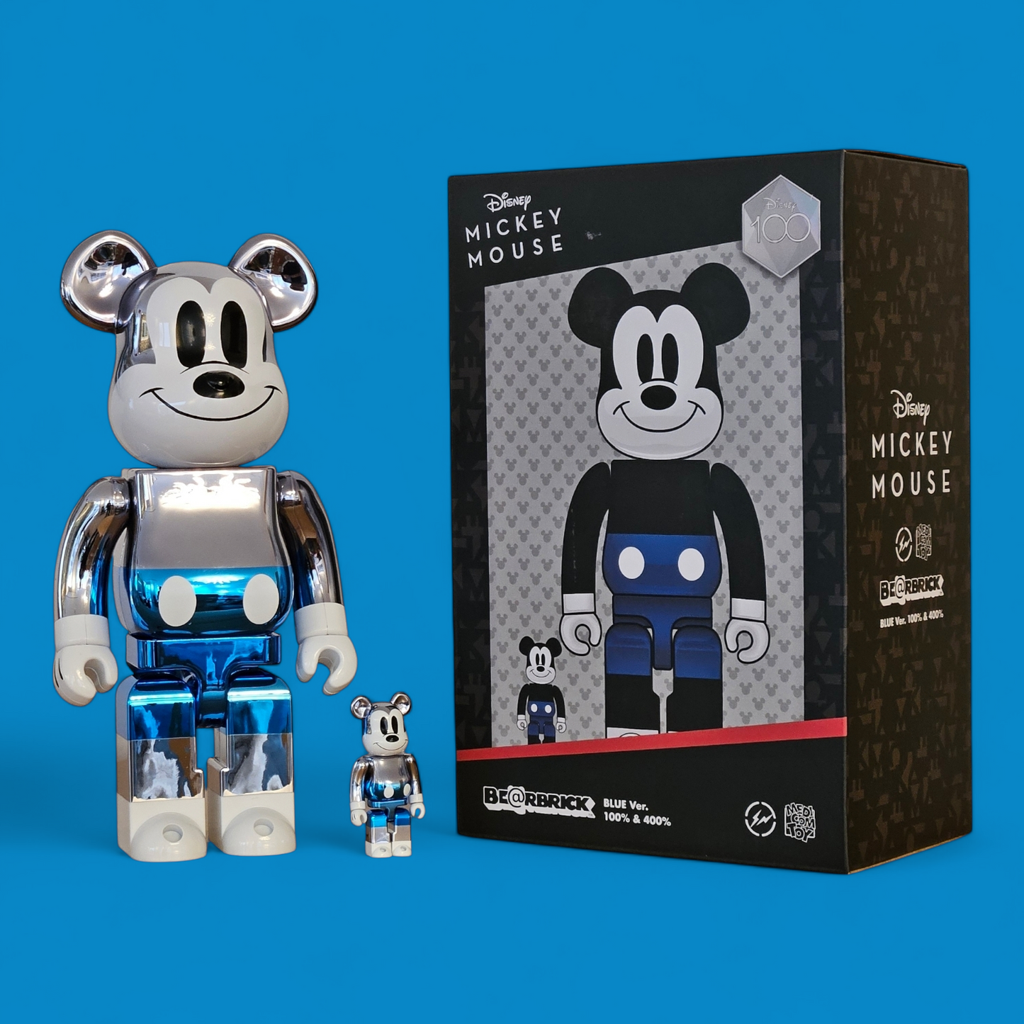 BE@RBRICK fragmentdesign Mickey Mouse Blue Version (100%+400%)