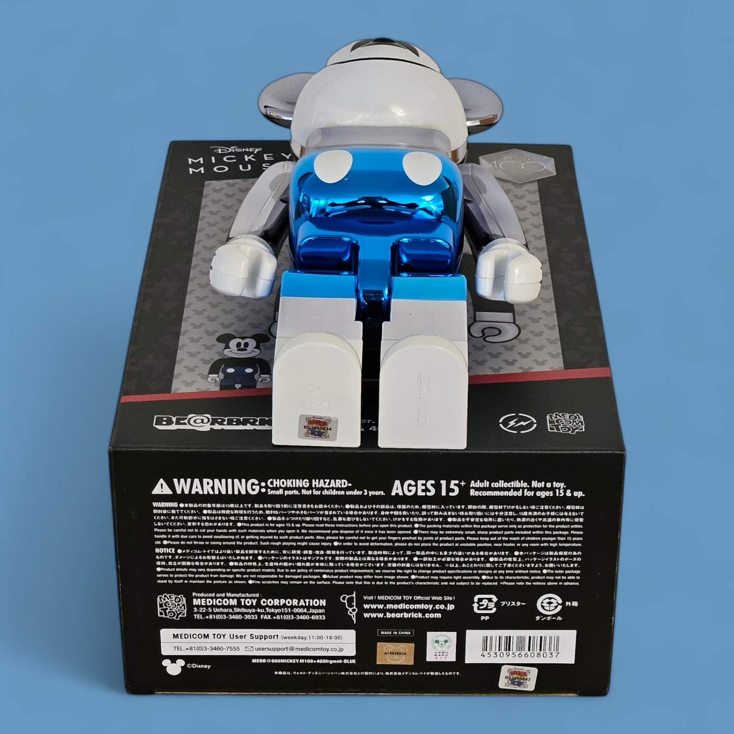 BE@RBRICK fragmentdesign Mickey Mouse Blue Version (100%+400%)