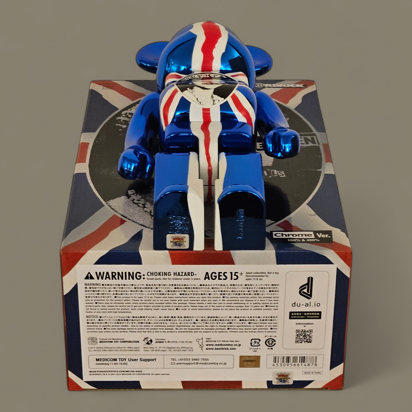 Bearbrick Sex Pistols "God Save the Queen" Chrome Version (100%+400%)