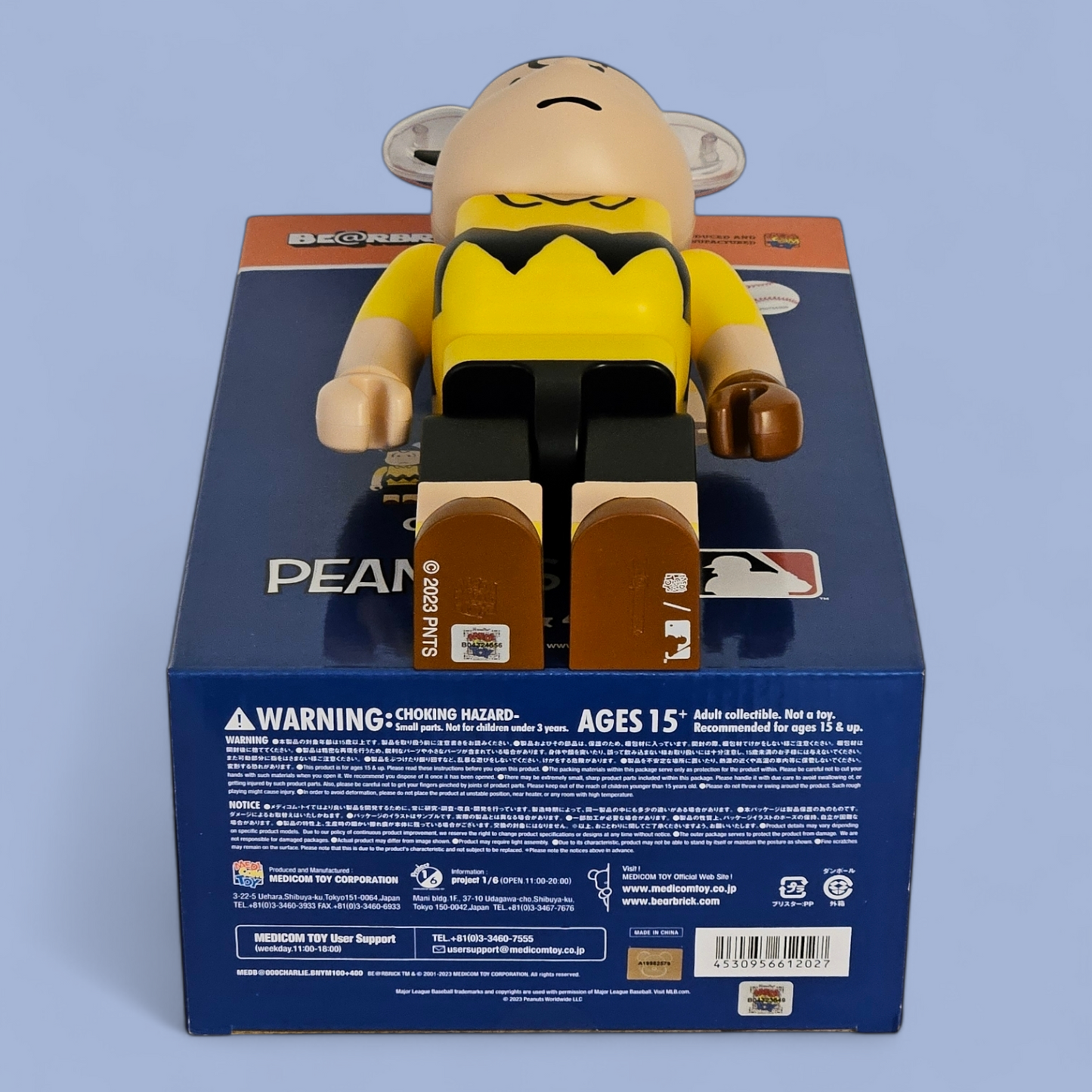 BE@RBRICK MLB × PEANUTS "Charlie Brown" [New York Mets] (100%+400%)