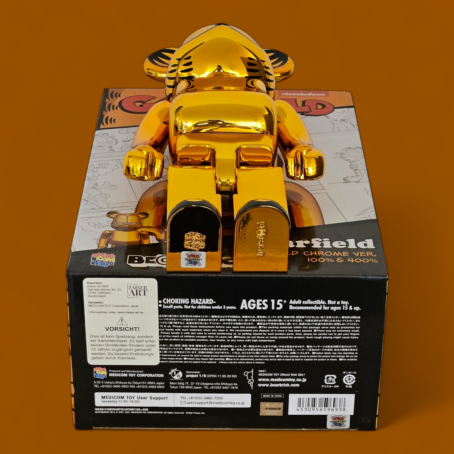 BE@RBRICK Garfield Gold Chrome Version (100%+400%)