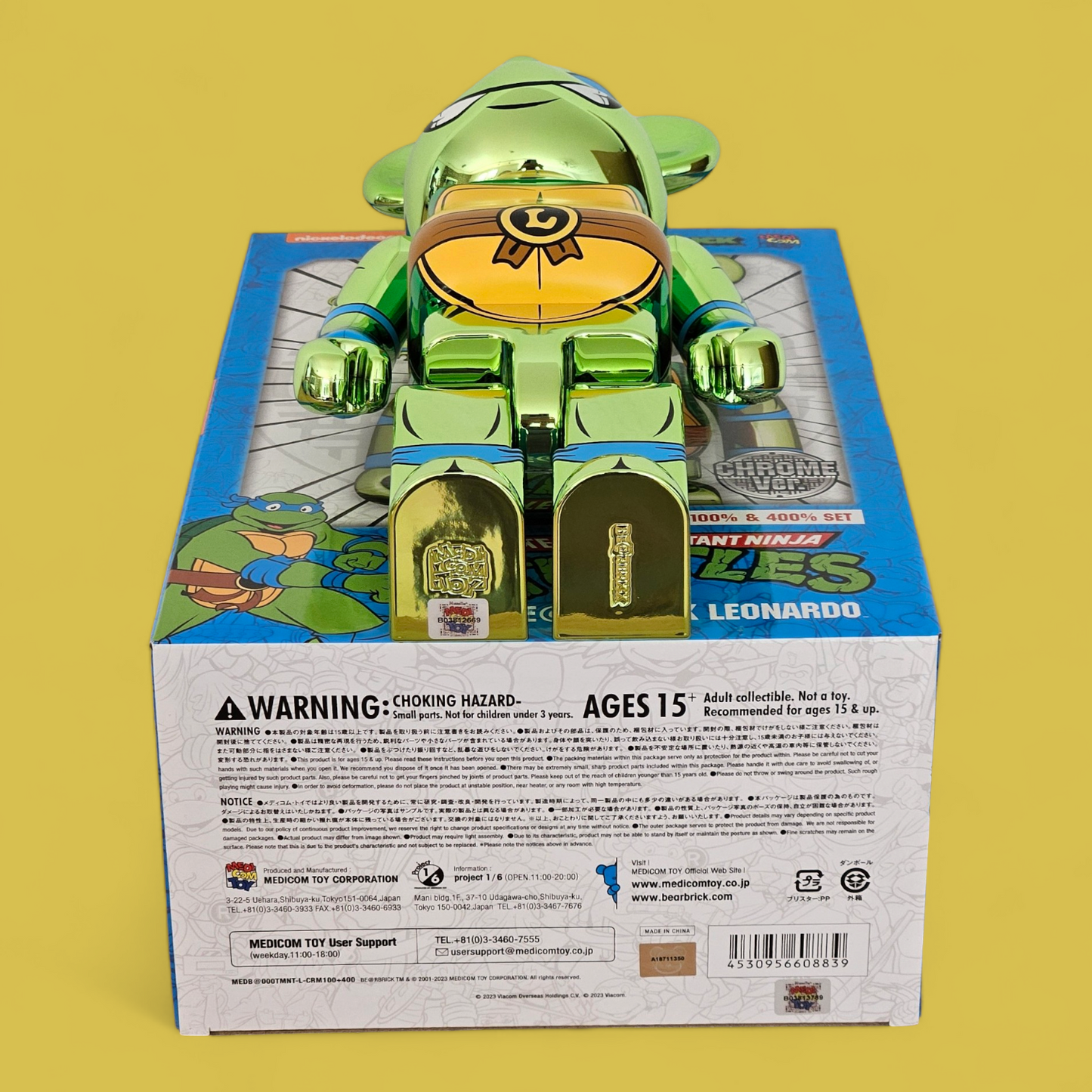 BE@RBRICK Leonardo Chrome Version [Teenage Mutant Ninja Turtles] (100%+400%)